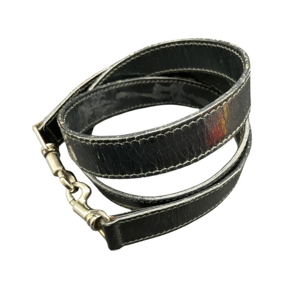 Coach Black Leather Bag Strap with Silver Hardware